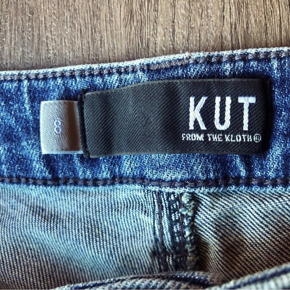 Kut from the Kloth Jeans Chrissie Cigarette Leg Raw Hem Blue Stretch Denim 28x30 - Picture 9 of 11